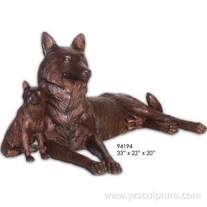 Outdoor Emulational Bronze Wolf Sculpture for Sale